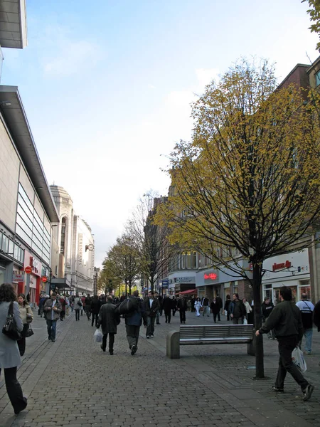 Compras Manchester Inglaterra Gente Caminando Por Las Calles — Foto de Stock