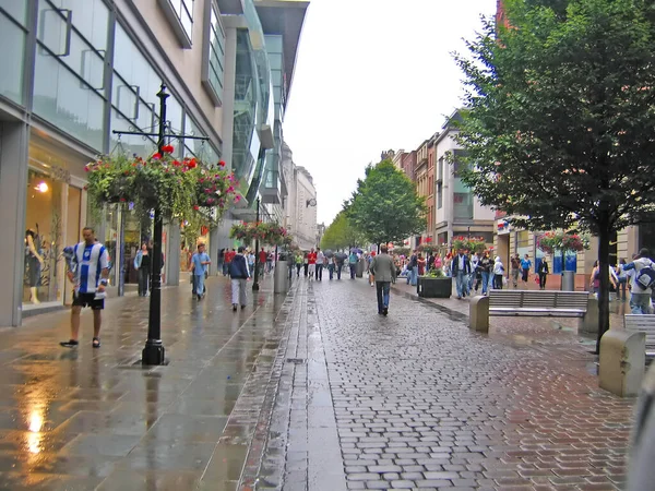 Einkaufen Manchester England Menschen Die Auf Straßen Gehen — Stockfoto