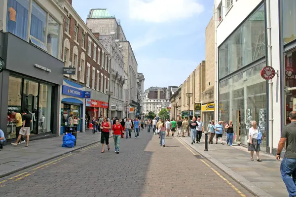 Compradores Bold Street Liverpool — Foto de Stock
