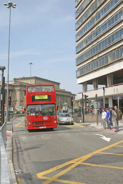 Red Open Top Sightseeing Bus Liverpool — Stockfoto