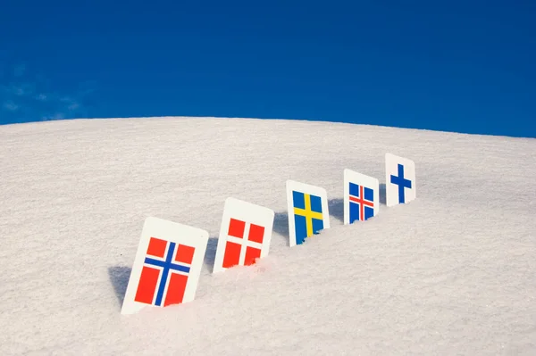 Noordeuropese Landsymbolen Sneeuw — Stockfoto