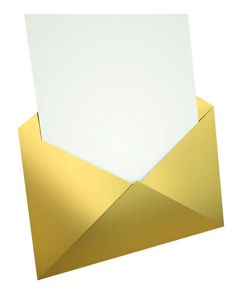 Blank Gold Envelope Isolated White Background — Stock Photo, Image