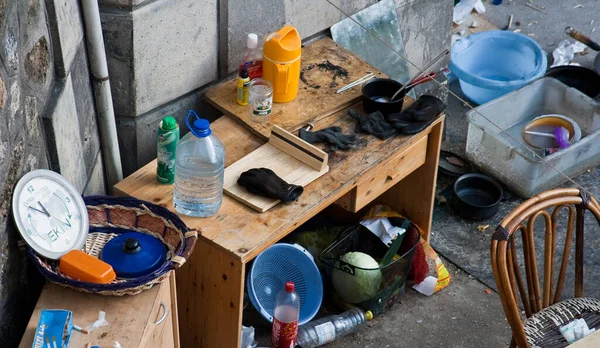Бездомность Вдоль Реки Сены Париже — стоковое фото
