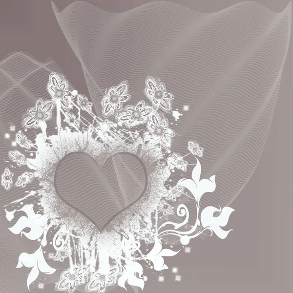 Illustration Heart Flowers — Stock Photo, Image