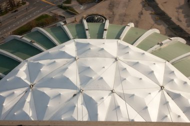 close-up shot of Olympic stadium roof