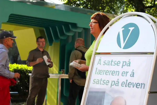 Venstre Campagne Stand Electoral Alliance — Stock Photo, Image