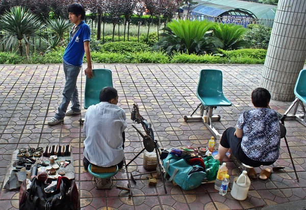 Menschen Auf Der Straße Armenviertel Von Chongquin — Stockfoto