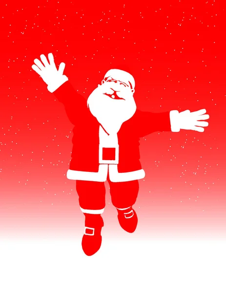 Santa Jumping Beautiful Festive Christmas Card — Stock Photo, Image