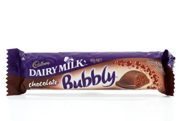 Cadbury Dairy Milk Bubbly Chocolate Bar White Background — Stock Photo, Image