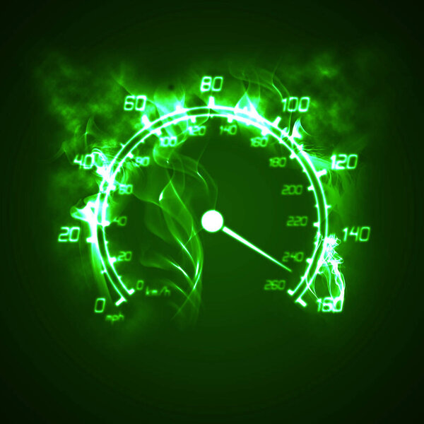 burning speedometer. Abstract creative background