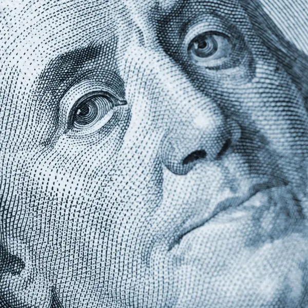 Franklin Portrait Closeup Blue Color — Stock Photo, Image