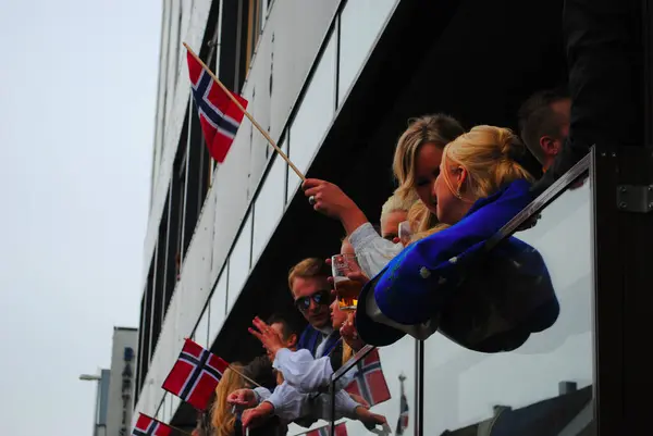 stock image people with Norway flags 