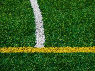 Beyaz çizgili futbol sahası