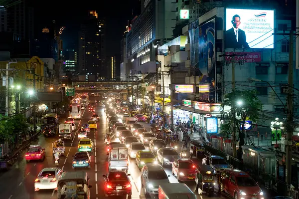 Bangkok City Traffic Night — Φωτογραφία Αρχείου