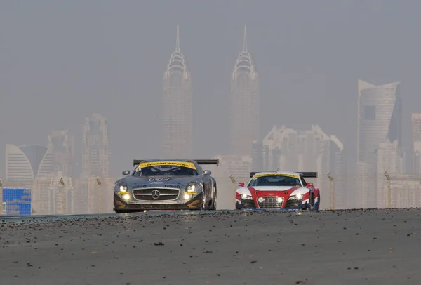 Závodní Rychlostní Vozy Hodinový Závod Autodromu Dubaji Ledna 2012 — Stock fotografie