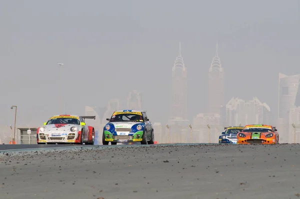 Carreras Coches Velocidad Horas Carrera Autódromo Dubai Enero 2012 — Foto de Stock