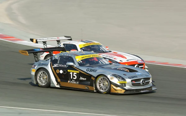 Corridas Carros Velocidade Horas Corrida Autódromo Dubai Janeiro 2012 — Fotografia de Stock