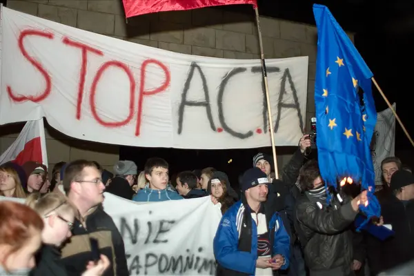 Acta Manifestation Poland Gorzow Wielkopolski — Stock Photo, Image