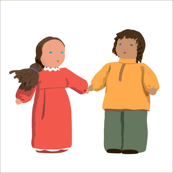 Ilustración Muñecas Dibujos Animados Masculinos Femeninos Aislados — Foto de Stock