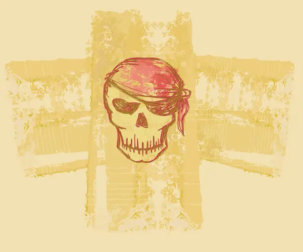 スカル海賊 レトロカード — ストック写真