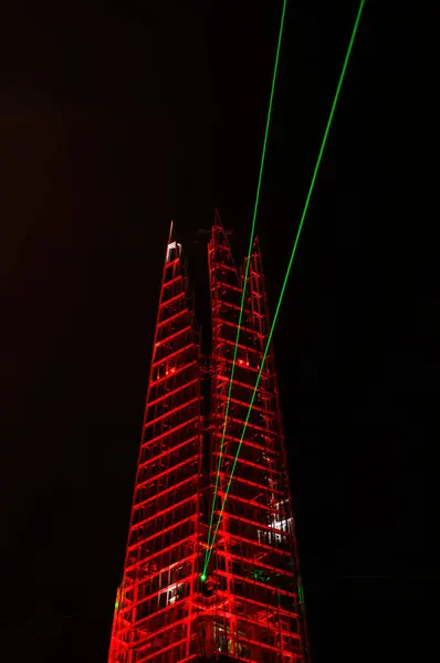 Licht Laser Show Voor Opening Scherf — Stockfoto