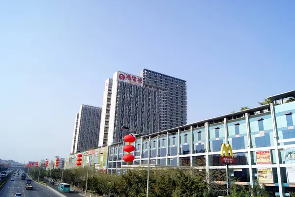 Edifícios Tráfego Rodoviário Shenzhen China — Fotografia de Stock