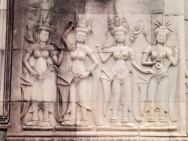 Apsara Carving Wall Angkor Wat — Stock Photo, Image