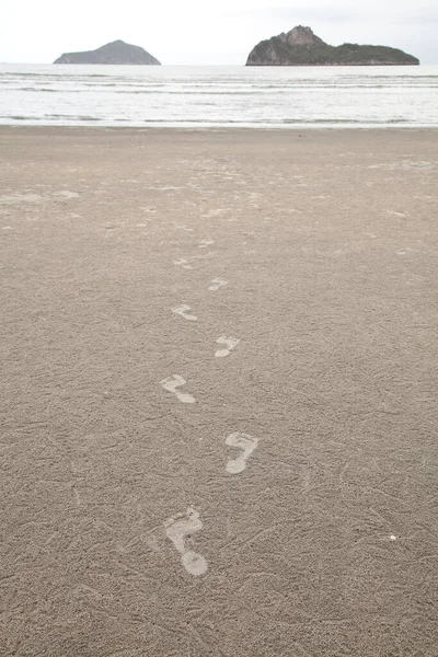 Human Footprints Sand Holiday Concept — Stock Photo, Image