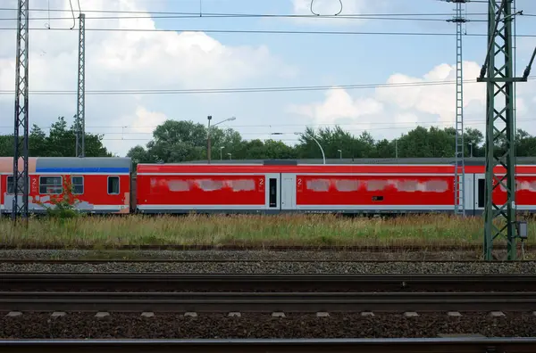 Вид Красный Поезд — стоковое фото