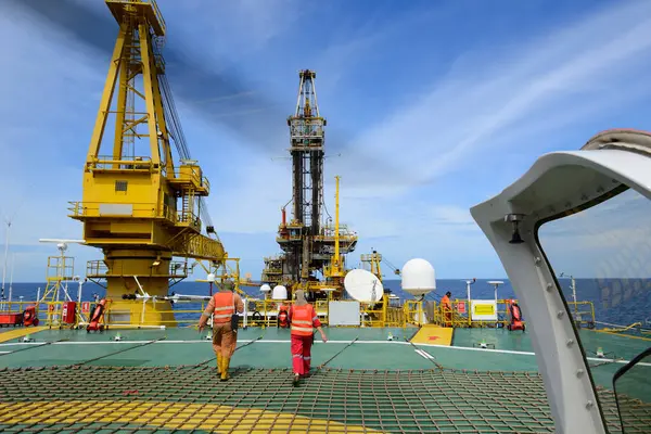 Helicopter Pick Passenger Oil Rig Gulf Thailand — Stock Photo, Image