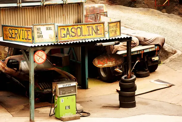Vista Posto Gasolina — Fotografia de Stock