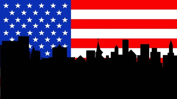 Американский Город Флаг — стоковое фото