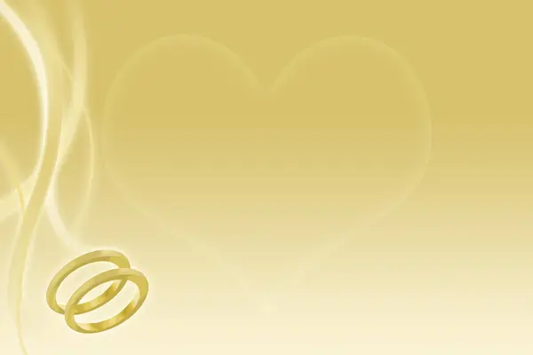 Fundo Casamento Ouro Com Bandas Casamento Coração — Fotografia de Stock