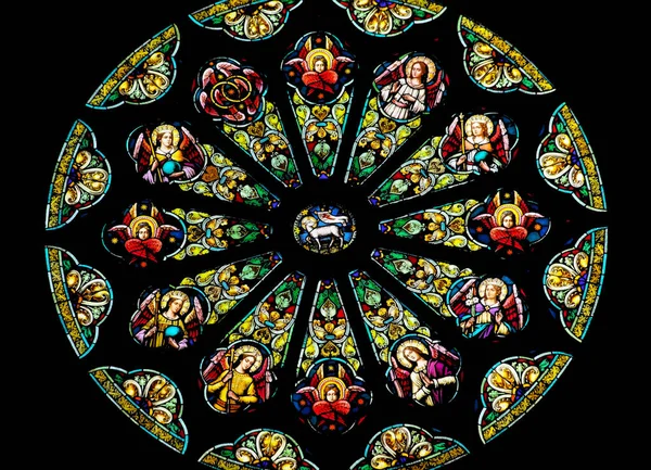 Rose Skleněné Okno Katolický Kostel Petra Pavla — Stock fotografie