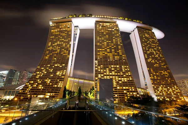 Будівля Міста Сінгапур Освітленні Вночі — стокове фото