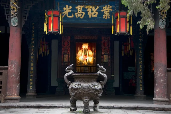 Statue Liu Bei Pot Encens Wuhou Temple Des Trois Royaumes — Photo