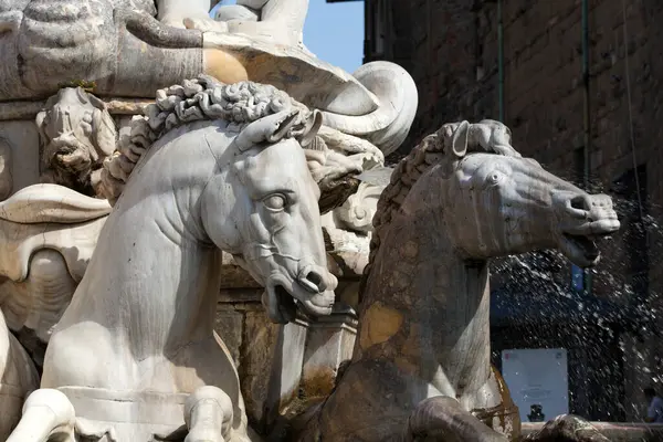 Fontana Nettuno Bartolomeo Ammannati Piazza Della Signoria Firenze — Foto Stock