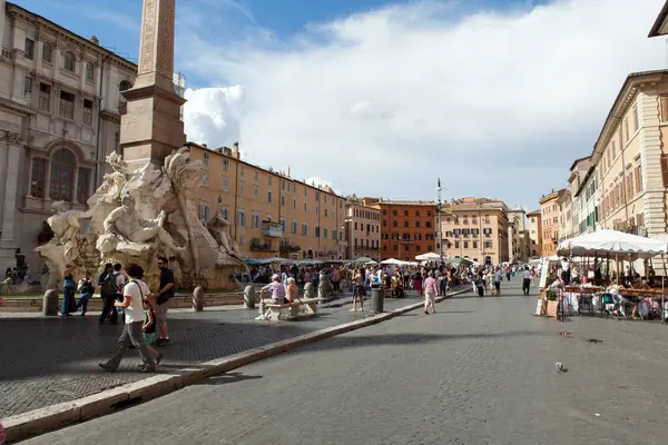 Panoramica Della Famosa Piazza Navona Roma Italia — Foto Stock