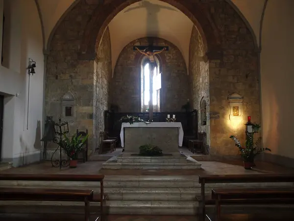 Monteriggioni Kościół Santa Maria — Zdjęcie stockowe