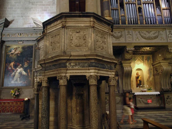 Arezzo Gotische Kathedraal Van Saint Donatus Interieur — Stockfoto