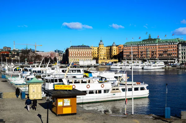 Białe Łodzie Sztokholmie Szwecja — Zdjęcie stockowe