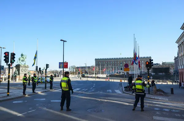 Swedish Policemen Street — Stock Photo, Image