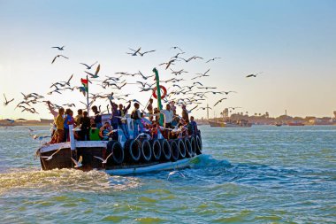 Gulls hitching a ride to Mainland clipart