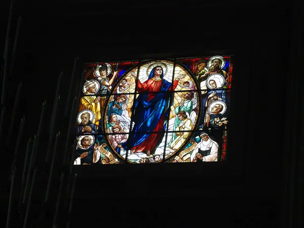 Cortona Duomo Stained Glass — Stock Photo, Image