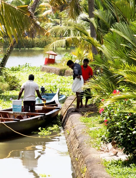 Daily Life Bartering Backwaters Kerala — Stock Photo, Image