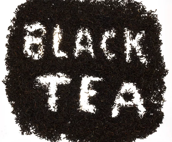 红茶背景上的红茶文字 — 图库照片