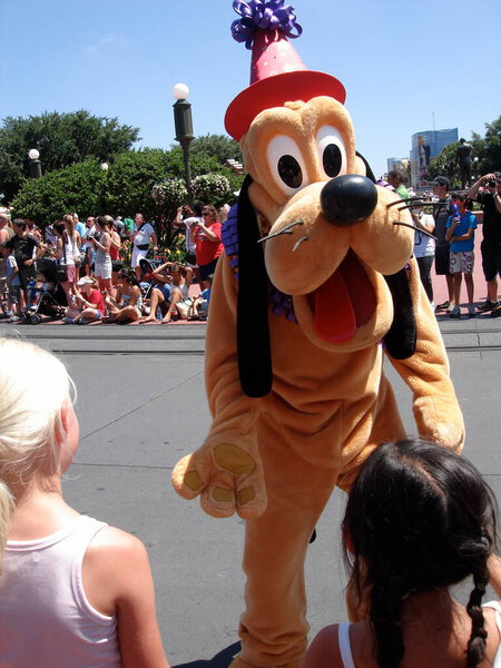 Goofy cartoon character costume in the amusement park 