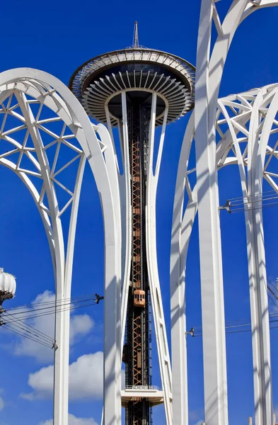 stock image Space Needle Arches Pacific Science Center Blue Skies Seattle Washington