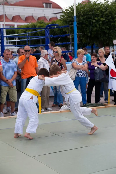 Sopot Polonia Julio Los Niños Del Karate Que Luchan Por — Foto de Stock