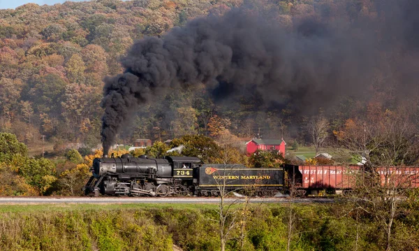 Potenze Del Treno Vapore Lungo Ferrovia — Foto Stock